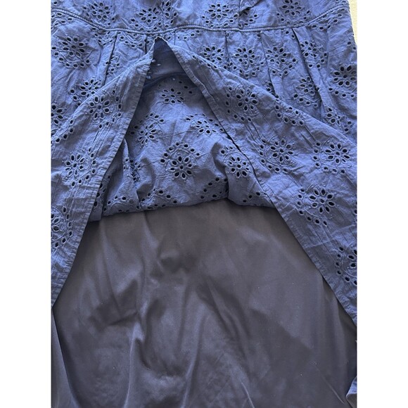 Chris McLaughlin Womens Dress Size 20 W Navy Cotton Eyelet Ruffle Pockets - Picture 5 of 8